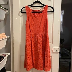 Orange lace mini dress